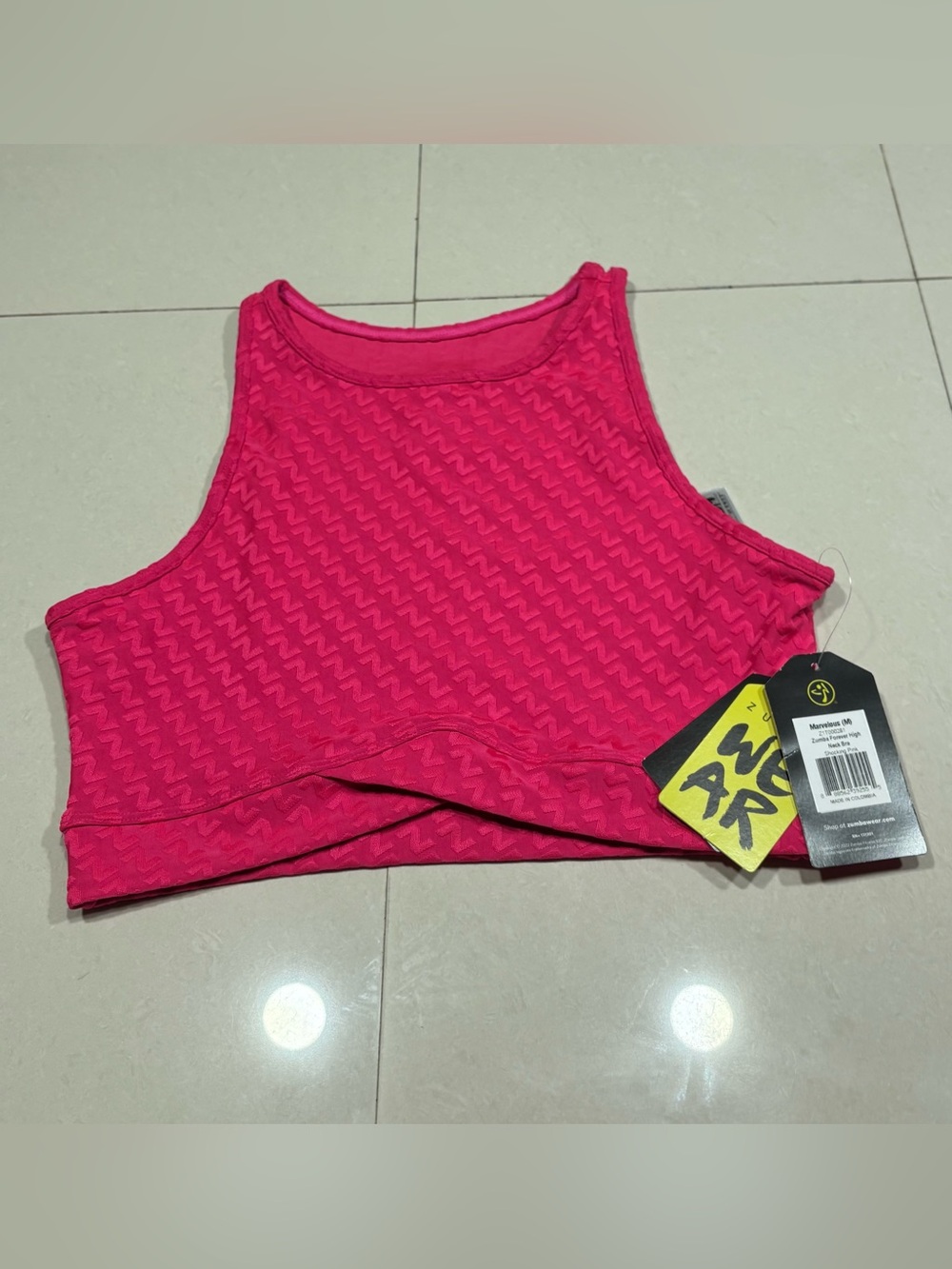 Zumba Fitness Bright Pink Textured Crop Top